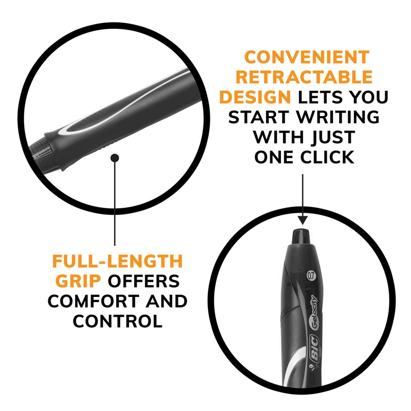 BIC BIC Gelocity Quick Dry Black Gel Pens, Medium Point
