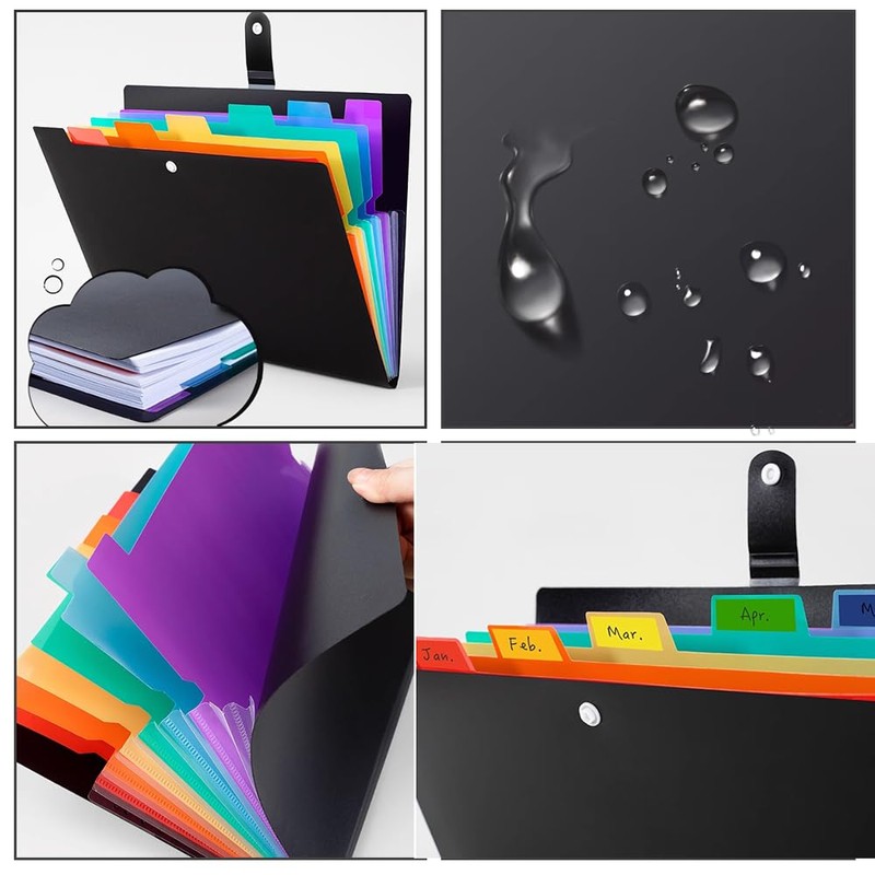 A4 Document Folder, Expanding Folder with 7 Compartments, A4 Folder