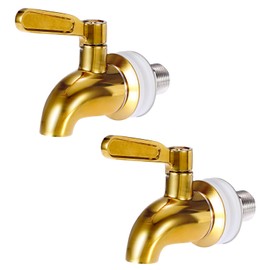 BTSKY Stainless Steel Beverage Dispenser Replacement Spigot Fits 16mm（5/8 inch）Opening - No Lead Dispenser Replacement Faucet, Polished Finish, Gold-2 Pack
