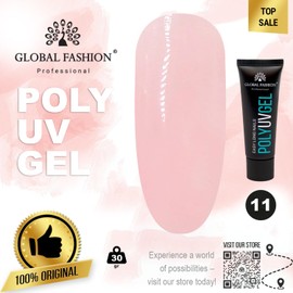 Global Fashion Professional Poly Nail UV Gel - Long-Lasting, Durable, and Easy-to-Use Nail Enhancements | (11, 30g)