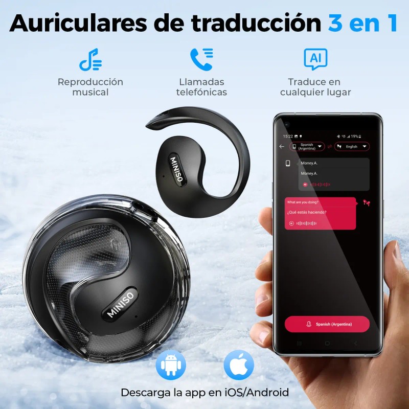 Audfonos Miniso X15 Pro Ai Audifonos Traductores Bluetooth 5.4 Ows