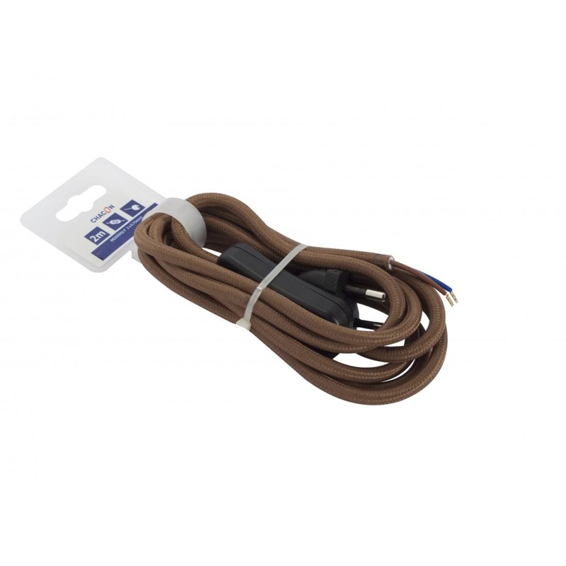 Textile Cable with Switch 2m - Brown