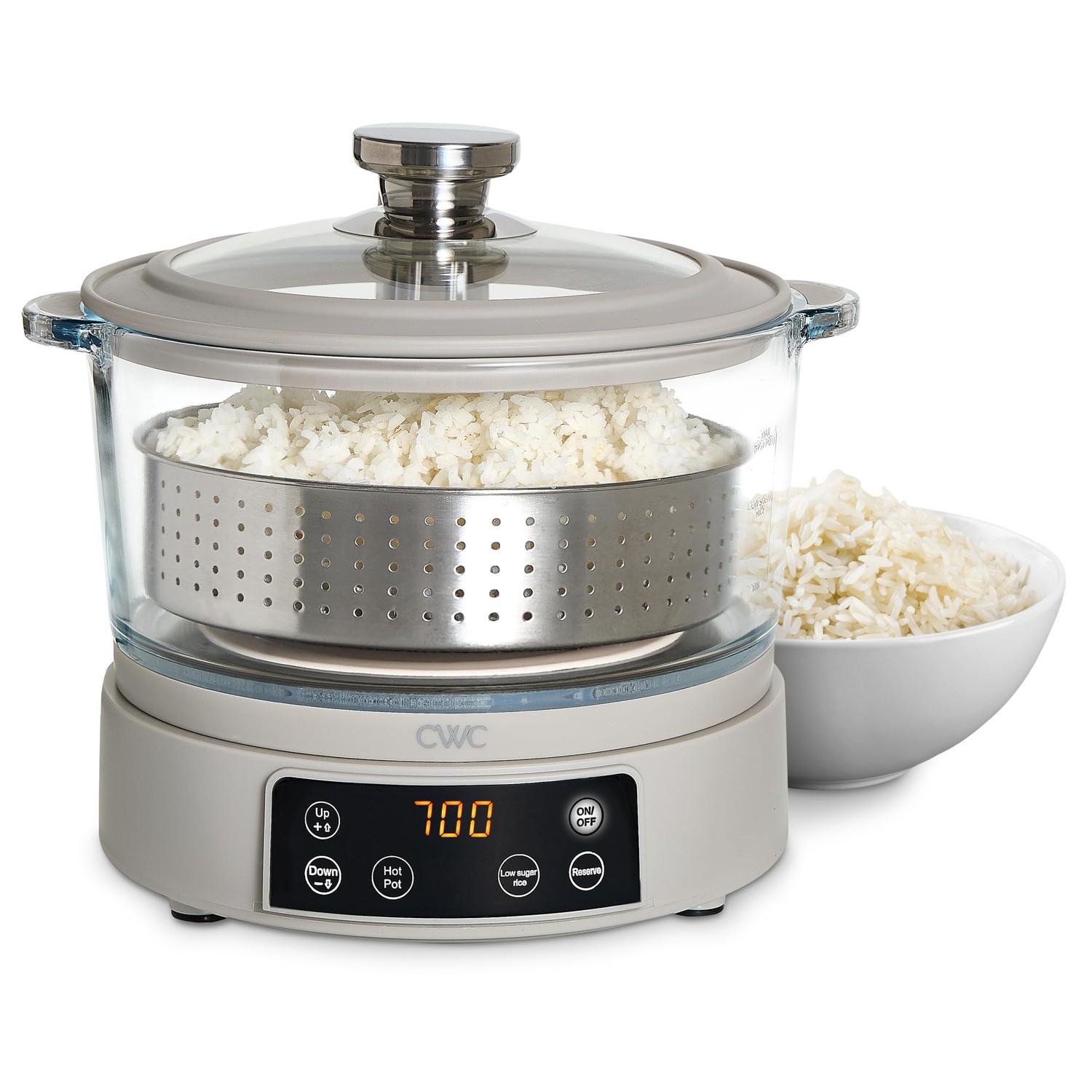 COOK WITH COLOR 3L Glass Low Carb Rice Cooker - Makes 6 Cups Low Sugar ...