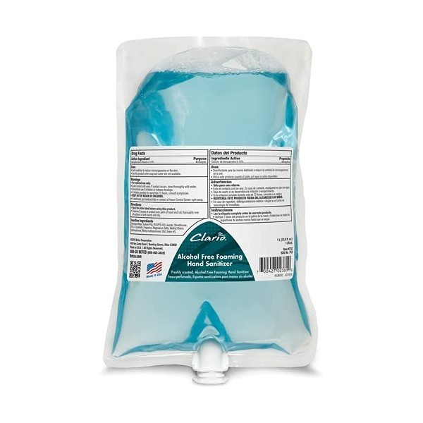 Betco Clario Alcohol-Free Foaming Hand Sanitizer 75229-00 - 1000 mL - 6 Bags/Case