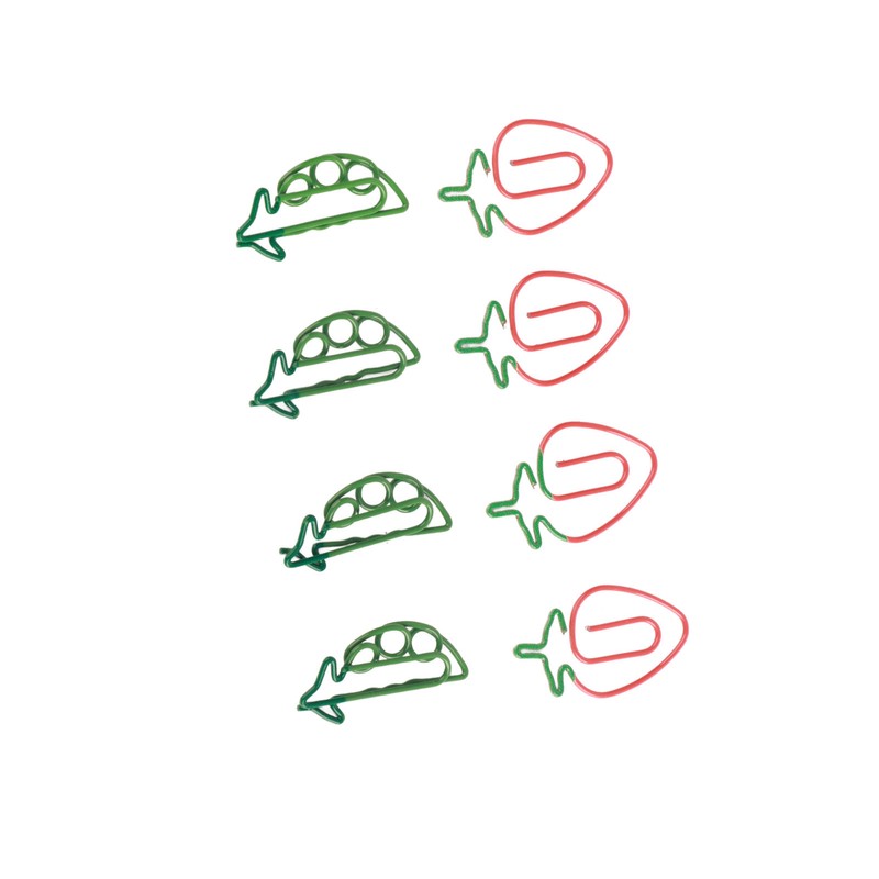 100pcs Metallic Paper Clips Strawberry Pea Shape Antislip Anti Rust