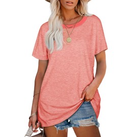 T Shirts for Women Short Sleeve Crewneck Tops Solid Color Simple Basic Tees 2025 M