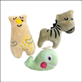 Wild Animal Cat Toy Pack with Catnip Interactive Plush Cat Toy - Cute - Fun - Zebra Bear Whale