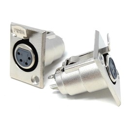 DRUT 2pcs. 4-Pin XLR Male Panel Mount Socket - D-Series Chassis Audio Connector for Microphones, Speakers, and Musical Instruments Set of 2