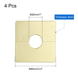 uxcell 4pcs Wall Split Flange 85mm / 3.3" Length Escutcheon Plate ABS Square Self-Adhesive Plumbing Cover Plates for 26mm / 1" Dia Water Pipe Faucet Decoration Accessories, Gold