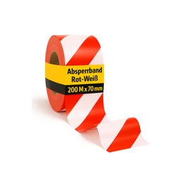 notlok Safety Work – Absperrband Rot Weiß [ 200 M x 70 mm ] aus PET | robustes, wetterfestes Flatterband für Bau & Event | Trassenwarnband mit hoher Sichtbarkeit | reißfest & UV-beständig