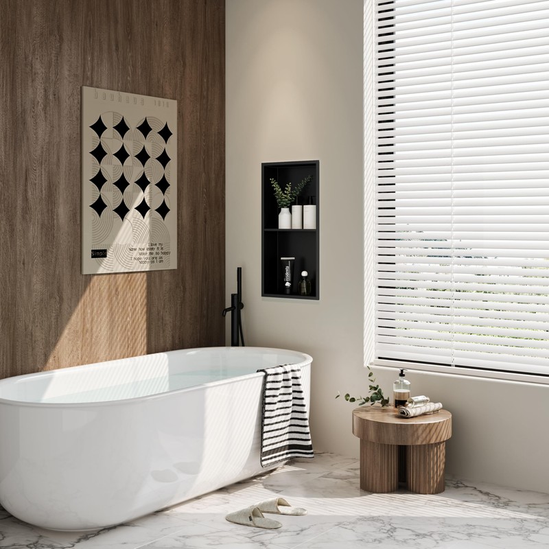 Qeke Stainless Steel Shower Niche 24" X 12", No Tile