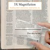 MAGDEPO 3X Handheld Magnifier 2-in-1 Crystal Clear Transparent Acrylic Magnifying