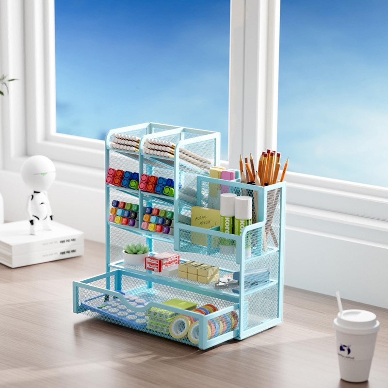 Marbrasse Mesh Pen Holder for Desk, Multi-Functional Pencil Organizer with