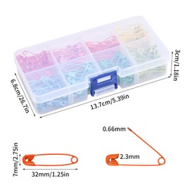 240 Pieces Colourful Safety Pins Metal Small 32 mm Coloured Safety Pins with Storage Box for Clothes Labels Jewellery Making Crafts Sewing Crafts