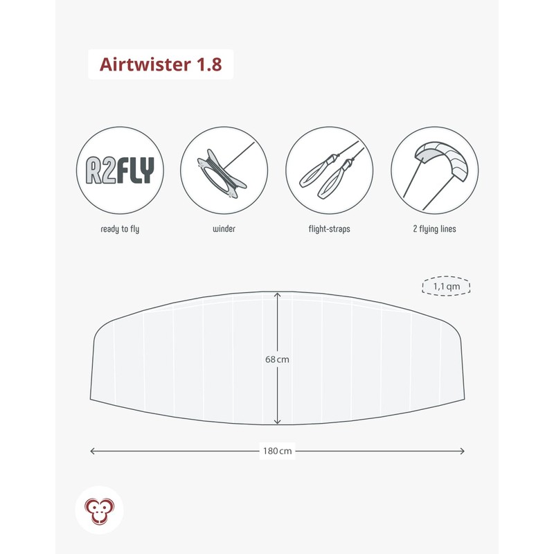 Skymonkey Airtwister 1.8 Parafoil Kite incl. Carrying Bag and Flight