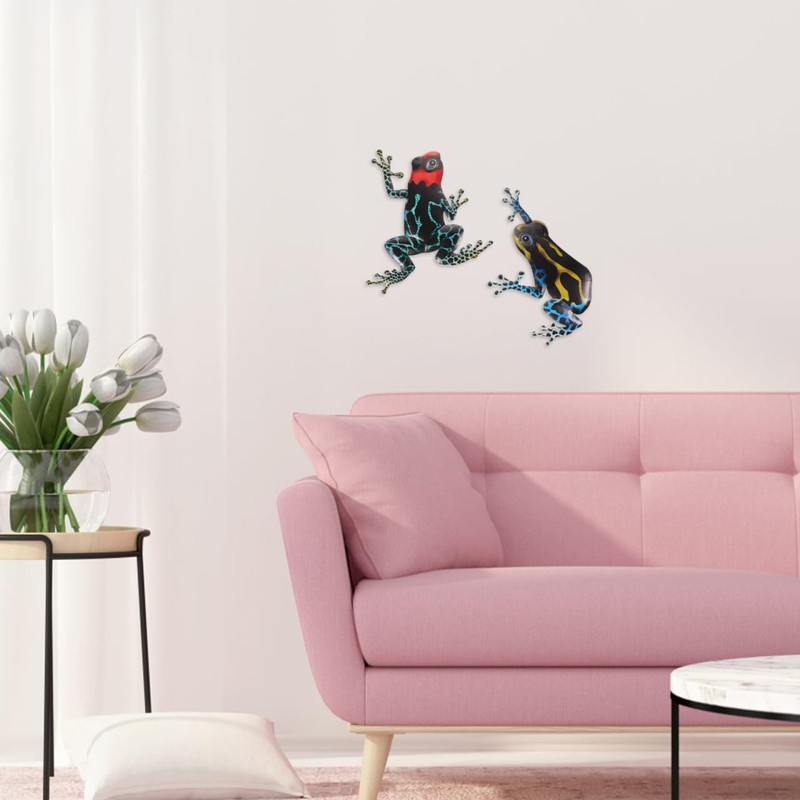 2Pcs Blue Iron Frogs Wall Decor - Creative Hanging Art