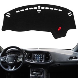 Dash Cover for Dodge Challenger Accessories 2015-2022 2023 2024 Dashboard Cover Mat Sunshade No Glare UV Rays Protector Nonslip Interior Pad (Black Edge)