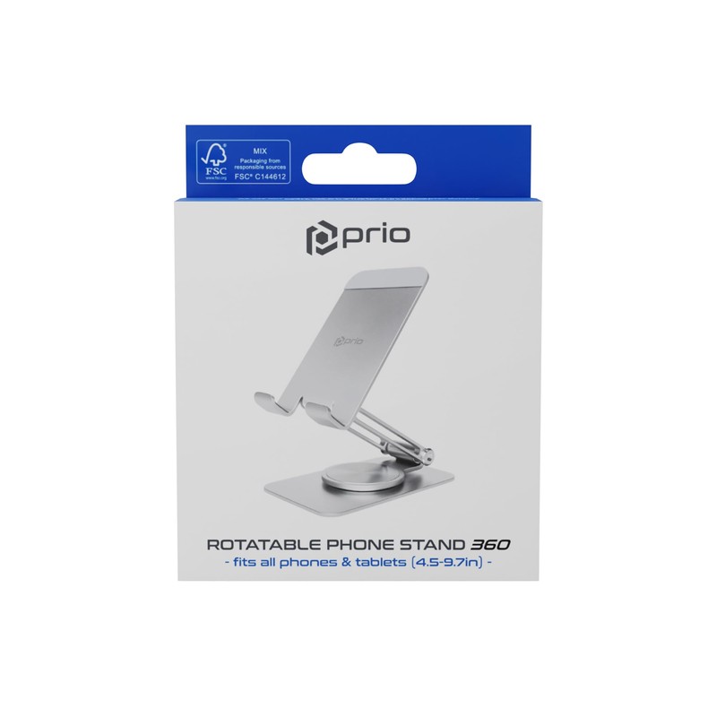 Prio 360° Rotating Metal Phone Holder - Adjustable & Foldable