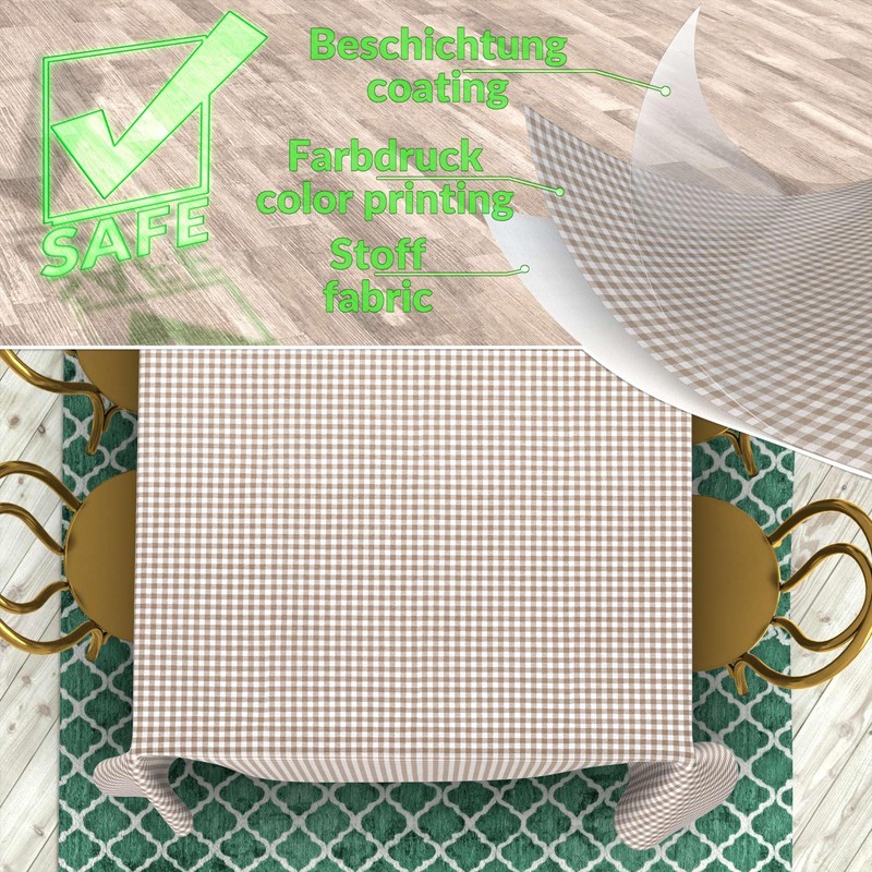 Fabric Tablecloth Washable Table Linen Tablecloth Cotton Polyester Vichy Grey