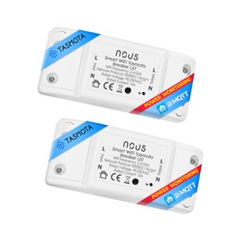 Tasmota Smart Light Switch Flush-Mounted Nous L6T - ESP8266 Smart Home Switch with Timer, WiFi Switch, Radio Switch LED Light Relay 230 V MQTT Google Home Assistant ioBroker Alexa 2.4GH - Pack of 2