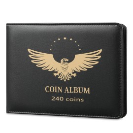 MUDOR Coin Collection Holder Book for Collectors, PVC FREE, 240 Pockets Coin Collec...