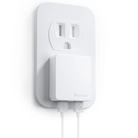 Nekmit Dual Port Ultra Thin Flat Usb Wall Charger With Smart Ic, White