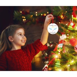 FaCraft Baby Christmas in Heaven Ornament,3" Angel Baby Memorial Christmas Ornaments, Footprint Hold You in Our Hearts Loss of Baby Sympathy Gifts Baby Memorial Gifts