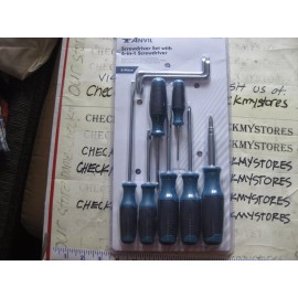 ANVIL NEW NIB ANVIL SCREWDRIVER SET WITH 6 IN 1 SCREWDRIVER TOOL 9 PIECE SET