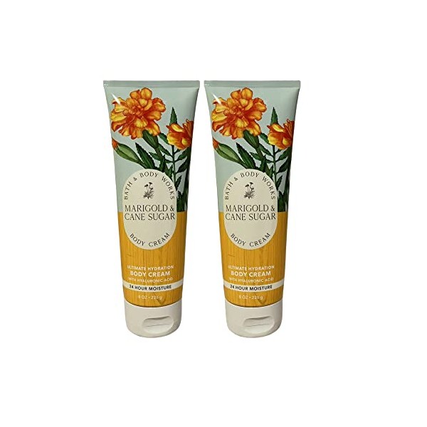 Bath and Body Works Gift Set of of 2 - 8 oz Body Cream - (Marigold and Cane Sugar), Multicolor