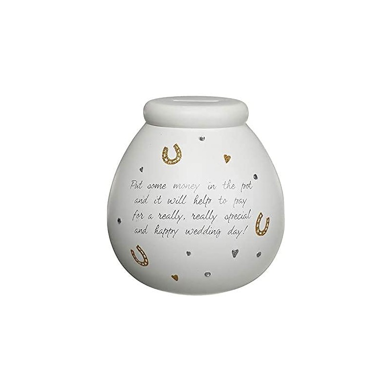 Pot Of Dreams Money Pot, Ceramic, White, One Size