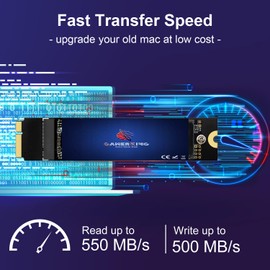 GAMERKING 256GB SSD for Mid 2012 MacBook Air A1466 (EMC 2558), A1465 (EMC 2559), High Performance Replacement Solid State Drive (Mac OS Pre-Installed)