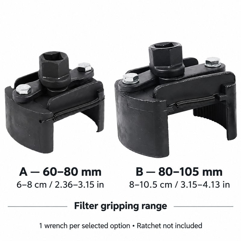 Adjustable Two-Jaw Oil Filter Wrench – Metal Filter Removal Tool,