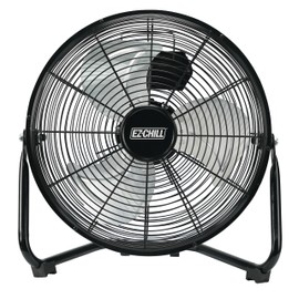 EZ-CHILL 12” Cradle Floor Fan, 3 Speed, High Velocity, 180 Degree Adjustable Tilt, All-Metal, Carry Handle, Rubber Feet, Airflow 15.42 ft/sec, Ideal for Home, Bedroom & Office, Black