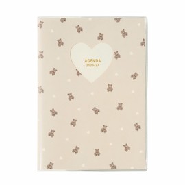 2026 Planner, Schedule Book, Starts in March 2026, Monthly Block B6 Size, Hole Heart Teddy Bear, Beige Marks 26SDR-CM02-BE