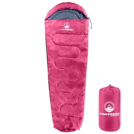 Mummy Sleeping Bag - Adult Cold Weather Sleeping Bag Rated to 10°F - Waterproof with Drawstring Hood - Camping Equipment by Wakeman Outdoors (Pink)
