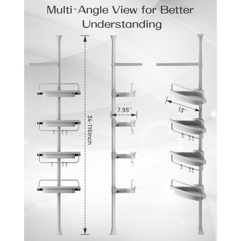 ALLZONE Rustproof Shower Caddy Corner for Bathroom,Bathtub Storage Organizer for