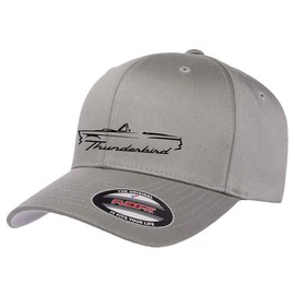 1955 1956 1957 Ford Thunderbird Convertible Outline Design Flexfit 6277 Athletic Baseball Fitted Hat Cap Grey L/XL