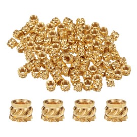 QUARKZMAN Pack of 100 M2.5 threaded inserts made of brass, melting thread M2.5 x 3 mm, diameter 4 mm, knurled inserts nuts, 3D printing brass nuts, female threaded inserts nuts