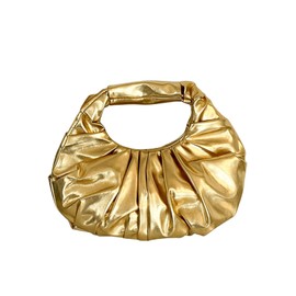 GORGLITTER Women's Metallic Gold Purse Top Handle PU Leather Dumpling Mini Clutch Bags Gold One Size