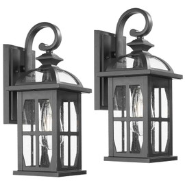 Darkaway Outdoor Wall Lights, Exterior Light Fixture with Seeded Glass, Aluminum Anti-Rust Exterior Lights Sconces Lighting for House Porch Yard Hallway Doorway Garage