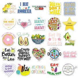 50 Packs Diet and Health Stickers Water Bottles Laptop Phone Motorcycle Computer Guitar Skateboard Hydroflasks Diet Vinyl Sticker Waterproof Aesthetic Trendy Decals for Teens Girls Adults