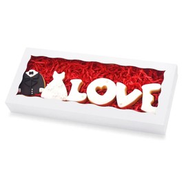 XINHPKGG 20pcs Cookie Boxes with window: 12 x 5 x 1.5 Inch Bakery Boxes, Treat Boxes, Chocolate Covered Strawberries Boxes for Valentine's Christmas- White