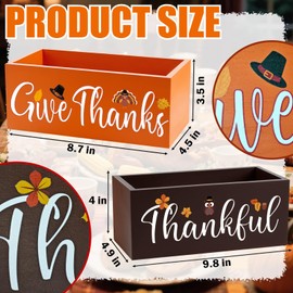 Viprest 2 Pcs Thanksgiving Candy Bowl Dish Happy Thanksgiving Day Party Supplies Harvest Thankful Basket Wood Candy Holder for Porch Brown Orange Fall Serving Bowl for Corn Holiday Indoor Table Decor