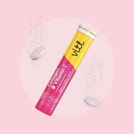 VITL Vitl Collagen & Vitamin C Effervescent - 20 Tablets - Unleash Your Radiant Beauty from Within - 1 Month Supply