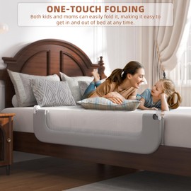 FigTime Bed Rail for Toddlers, Baby Bed Rail Guard for Kids, Toddler Bed Rails with Reinforced Anchor Fit, Height Adjustable & Foldable Bed Rail Guard for Twin, Full, Queen & King Beds (Grey, 48IN)