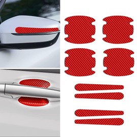 Piburth 8PCS Car Door Handle Scratch Protectors, Car Door Handle Bowl Sticker, Universal Car Door Handle Paint Guard Cover, Door Handle Protective Film for Most Cars (Red)
