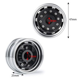 XUNJIAJIE Pack of 4 Non-Powered RC Trailer Front Rims Alloy Wheels for Tamiya 1/14th Tractor RC Truck Car Trailer