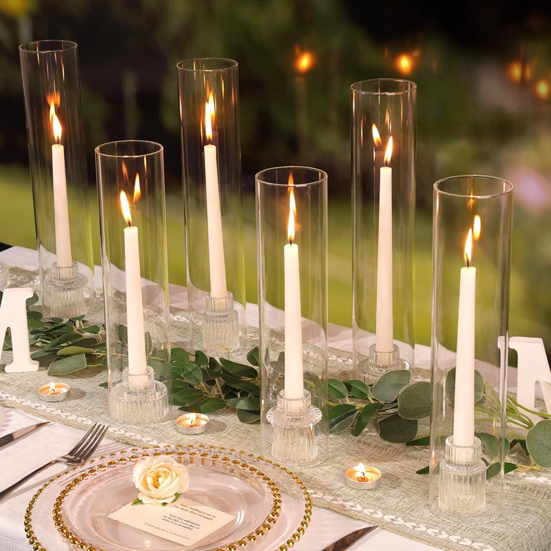 NITIME 9 Set Hurricane Glass Candle Holders for Taper Candles,