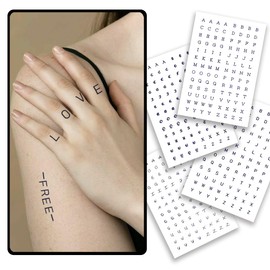 CHARLENT Semi-Permanent Tattoos with English Letters for Adults - 2 Weeks Durable Letters, Fake Tattoos for Women and Men, Fingers, Neck and Body/Fades Natural