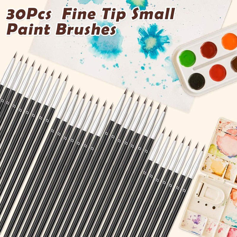 Anezus 30 Pcs Tiny Detail Paint Brushes #0 Fine Paint